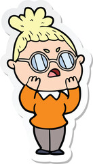 Fototapeta premium sticker of a cartoon annoyed woman