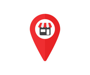 Store shop with location pin,business store map pin location