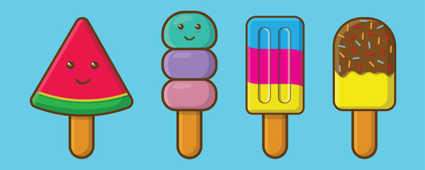 cute delicious ice cream set, summer vector illustration eps, easy to use again,