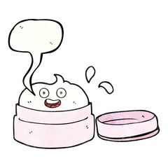 freehand speech bubble textured cartoon face cream
