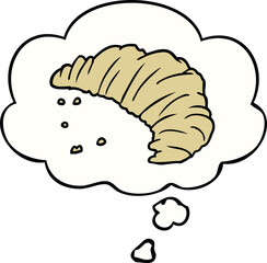 cartoon croissant with thought bubble