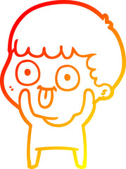 warm gradient line drawing of a cartoon man staring