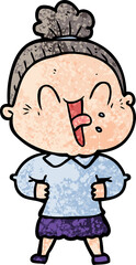 cartoon happy old woman