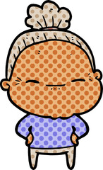 cartoon peaceful old woman