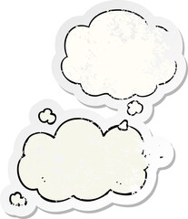 cartoon cloud with thought bubble as a distressed worn sticker