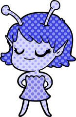 smiling alien girl cartoon