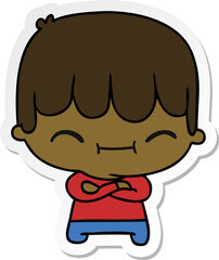 freehand drawn sticker cartoon of kawaii cute boy