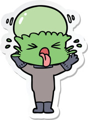 sticker of a weird cartoon alien