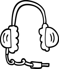 line drawing cartoon head phones