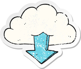 retro distressed sticker of a cartoon download from the cloud