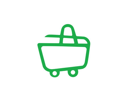 Shopping cart hand Bag Logo Design Vector Symbol Illustration
