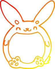 warm gradient line drawing of a cartoon rabbit