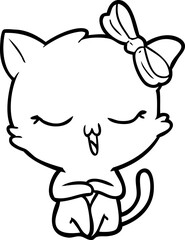 Fototapeta premium cartoon cat with bow on head