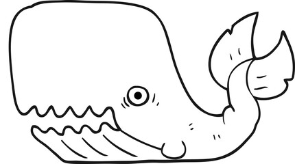 freehand drawn black and white cartoon angry whale