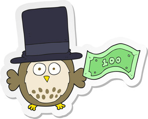 sticker of a cartoon rich owl