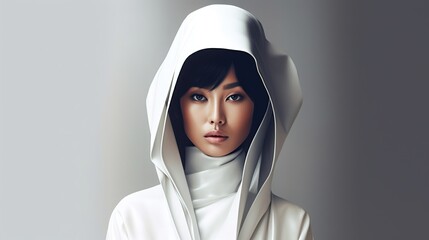 Illustration of a woman and abstract art, AI Generated