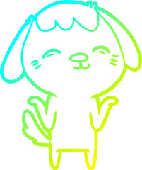 cold gradient line drawing of a happy cartoon dog