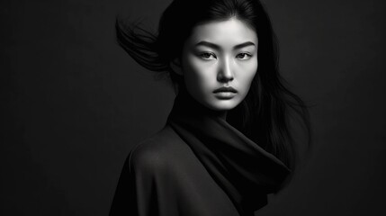 Illustration of a woman and abstract art, AI Generated