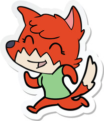 sticker of a happy cartoon fox