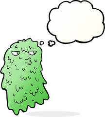 cartoon gross ghost with thought bubble