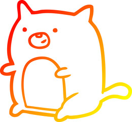 warm gradient line drawing of a Cartoon cat