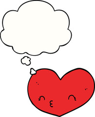 cartoon love heart with thought bubble