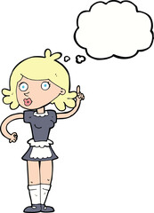 cartoon surprised maid with thought bubble