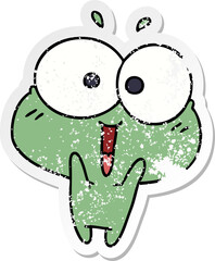 distressed sticker cartoon illustration kawaii excited cute frog