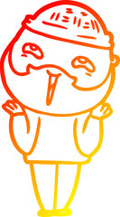 Fototapeta premium warm gradient line drawing of a cartoon happy bearded man