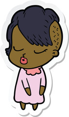sticker of a cartoon pretty hipster girl
