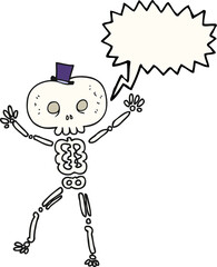 freehand drawn speech bubble cartoon dancing skeleton
