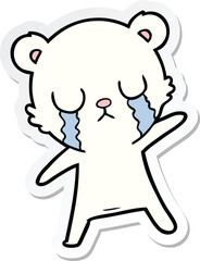 sticker of a crying polar bear cartoon