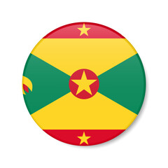 Grenada circle button icon. Grenadian round badge flag. 3D realistic isolated vector illustration