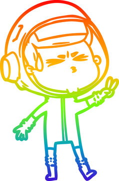 recommend clip art: rainbow gradient line drawing of a cartoon stressed astronaut