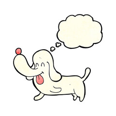cartoon happy dog with thought bubble