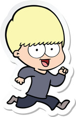 sticker of a happy cartoon boy