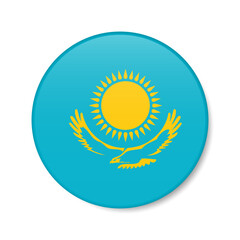 Kazakhstan circle button icon. Kazakh round badge flag. 3D realistic isolated vector illustration
