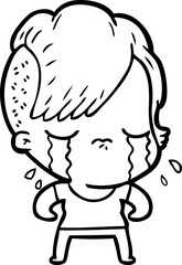 Obraz premium cartoon crying girl