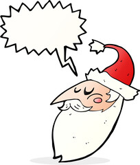 cartoon santa face with speech bubble