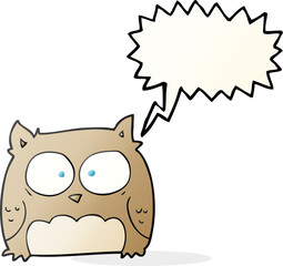 freehand drawn speech bubble cartoon owl