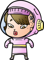 cartoon astronaut woman