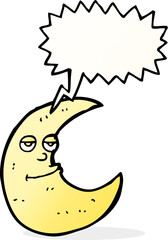 happy cartoon moon with speech bubble