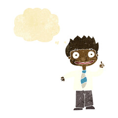 cartoon man with idea with thought bubble