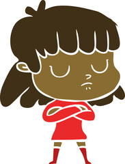 flat color style cartoon indifferent woman