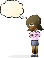 cartoon angry woman with thought bubble