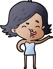 cartoon girl pulling face