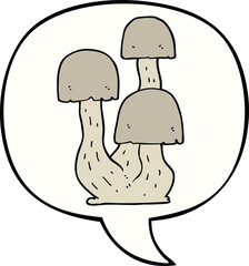 cartoon mushroom with speech bubble