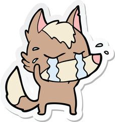 sticker of a cartoon crying wolf