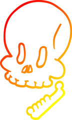 warm gradient line drawing of a cartoon halloween skull