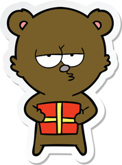 sticker of a christmas bear cartoon